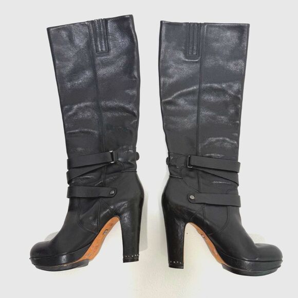 BCBG Mandy boot - Leather knee-high Moto Boots With Rubber Heel Cap - Picture 2 of 12